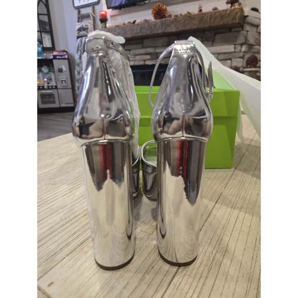 Sam Edelman Kori Women's Silver Platform Heels Size 9.5 Ankle Strap Party Shoes - Picture 4 of 10